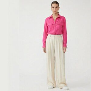 ARITZIA BABATON Eros Utility Button Down Blouse Medium Pink Linen Blend Spring